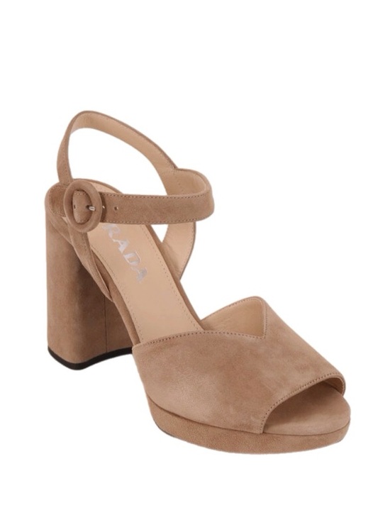 Prada Shoes - PRADA Nude Suede Two-Band Platform Sandal
